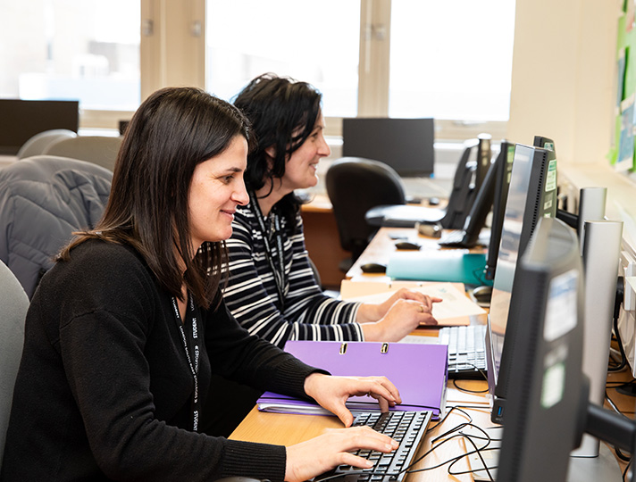 Students working in the University Center