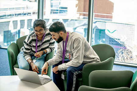 HE students working together in student area